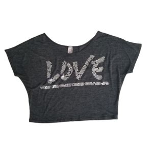 Rock & Roses Cropped Loose  LOVE Tee